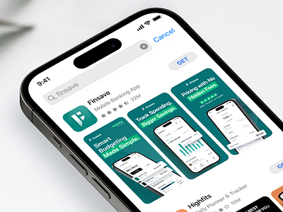 App Store Screenshot - Finsave app presentation app preview app store app store screenshot app store visuals appstore asset store banking app clean design finance mobile app iosandroid minimalist mobile playstore product design product showcase screenshot ui ux