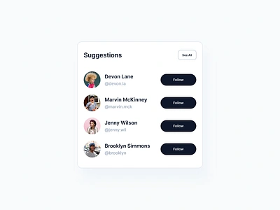 Follower Suggestion Card UI Design designinspiration designsystem designthinking graphic design interactiondesign productdesign prototyping ui ui card uidesign uitrends usercentereddesign userexperience userinterface userresearch uxdesign visualdesign wireframing