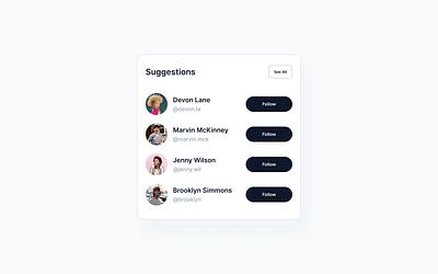 Follower Suggestion Card UI Design designinspiration designsystem designthinking graphic design interactiondesign productdesign prototyping ui ui card uidesign uitrends usercentereddesign userexperience userinterface userresearch uxdesign visualdesign wireframing