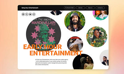 Early Hour Entertainment Talent Agency Landing Page brand design client success creative design creative process design process design thinking digital design figma framer freelance landing page product design responsive design storytelling talent agency ui design user experience user research ux design web design