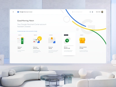 Official Google merchant centre UI by Milkinside b2b branding business dashboard g google home icons landing merchant onboarding search shop shopping simple ui ux website