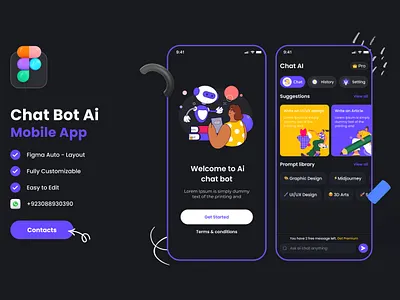 AI Chat BOT (Mobile app ) ai ai chat bot animated interface