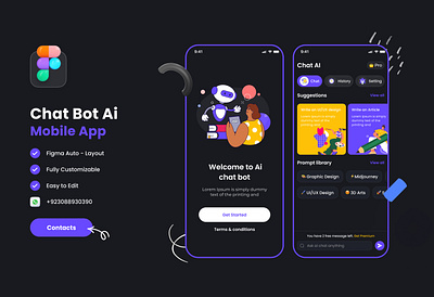 AI Chat BOT (Mobile app ) ai ai chat bot animated interface