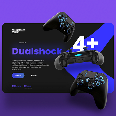 PS controller concept landing page.. 3d branding graphic design ui