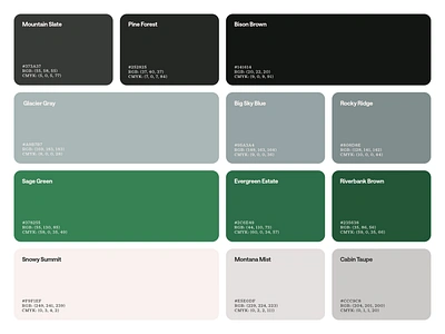 Wise River Realty Color Palette branding branding and identity brown clean color color palette colors cream design graphic design green grey identity logo logo design modern palette simple tan white