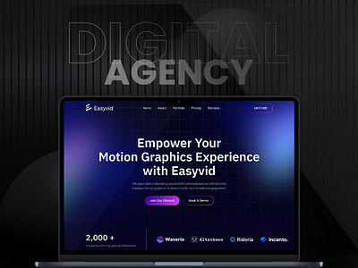 Digital Agency Landing page Ui design agency agency website asthetic website creative agency digital agency it website landing page landing page ui marketing modern web ui motion graphics agency ui ui design uiux ux web design web ui web3