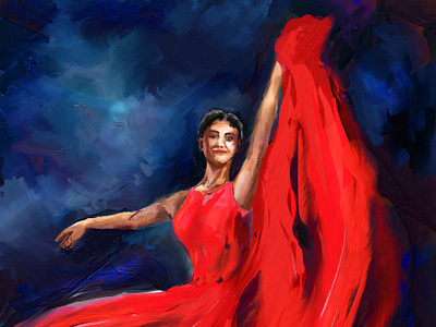 Red Dress art dancer digital art digital painting drawing dress illustration painting woman