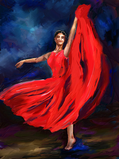 Red Dress art dancer digital art digital painting drawing dress illustration painting woman