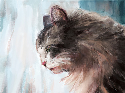 Cat Looking at Something art cat digital art digital painting drawing illustration painting