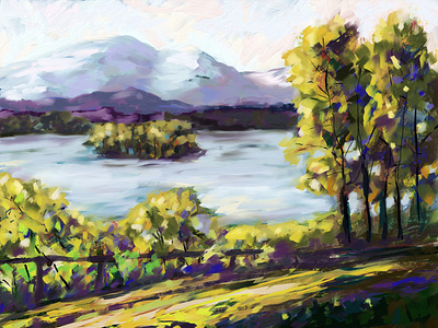 Lake art digital art digital painting drawing illustration lake landscape painting