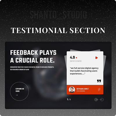 Testimonial Section For Agency Website agency agency website creative feedback section minimal saas saaslanding page testimonial ui design web design website design