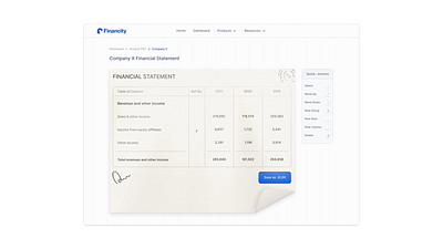 Financial Statement Analyzer for a VC Fund b2b product design skeumorphism ui ux webd design