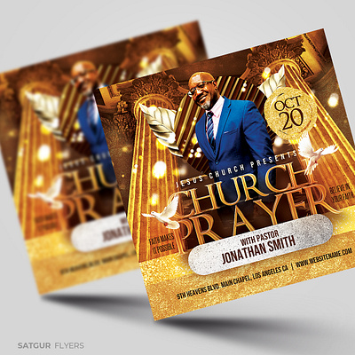 Church Flyer Template - PSD advertisement branding church event church flyer church prayer download psd event flyer flyer golden church flyer graphic design invitation photoshop poster praise and worship print design psd flyer social media template template