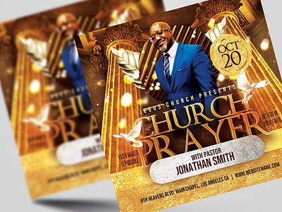 Church Flyer Template - PSD advertisement branding church event church flyer church prayer download psd event flyer flyer golden church flyer graphic design invitation photoshop poster praise and worship print design psd flyer social media template template