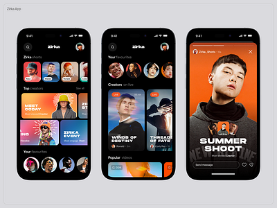 Zirka App design app app design appui appux design minimal sajon social social media ui ux video platform zirka
