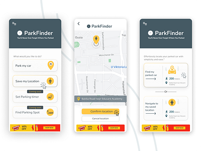 Car Finder App | Location Tracking App ui screens designing ui ux