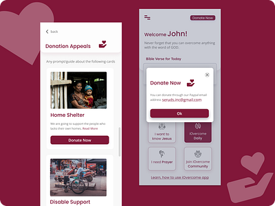 Donation Appeal App | Mobile App screens