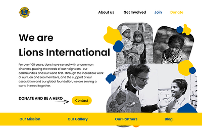 Landing Page - A Test design for Lions International Club company contribute front end home page landing page lions club test ui uiux web design work