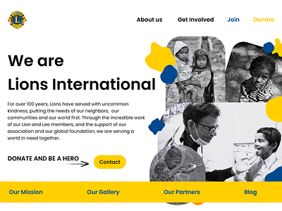 Landing Page - A Test design for Lions International Club company contribute front end home page landing page lions club test ui uiux web design work