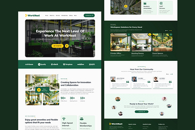 Modern Co-Working Space Web Design 360 design co working space design inspiration digital design ergonomic design interactive design modern office office design office layout responsive design ui ui design uiux design user experience ux design web design web ui workspace design