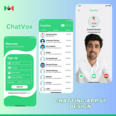 ChatVox - Chatting App UI Design chat app graphic design ui ui ux