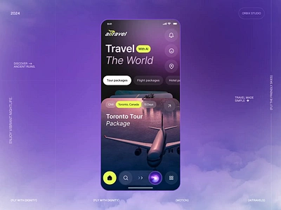 Screen Intersection | Motion | 3d 3d ai animation booking flight mobile app motion graphics orbix studio product design screen ticket travel agency ui ux