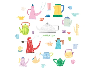 Kettles and Cups art artwork collection cup design illust illustration ipad kettle lettering photoshop pot smoke stand tweetyheather wateringcan