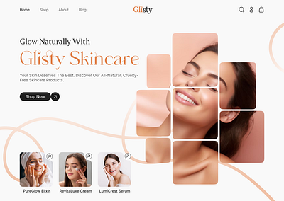 Glisty Skincare | Website | Landing Page beauty glisty logo landing page skincare skincare logo skincare website ui ux website