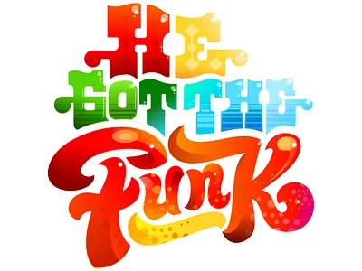 He got the Funk band colorful colors dance design funky happy joy komorowski leters logotype magic music musican script typo typography vector