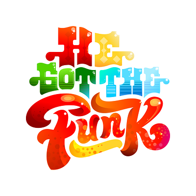 He got the Funk band colorful colors dance design funky happy joy komorowski leters logotype magic music musican script typo typography vector