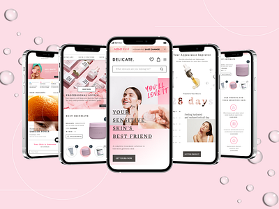 Beauty Unveiled: Interactive Product UI for Delicate App app beauty design mobile product skincare ui