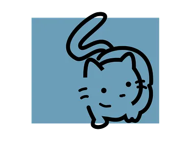 Minimalist Line Art Cat on Blue Background - Standing Pose adorable aesthetic animal blue cartoon cat cute drawing funny kawaii kitten kitty line art minimalist pet simple special standing cat street cat vintage