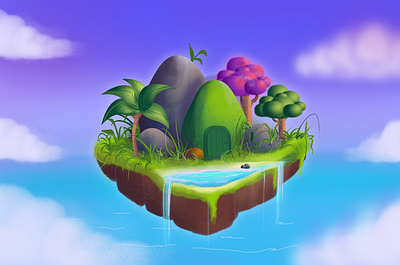 Flying Avocado Cat Island $fac 3d avocado clouds draw floating island flyingavocadocat graphics handdrawn illustration ilustración island motion nature sky