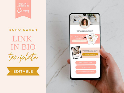 Canva Link In Bio Template Coach canva canva instagram canva website coach instagram coach template coaching website instagram link link in bio page linktree website template