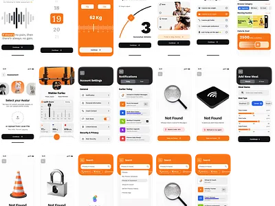 Fitness App (60+ Screen) ai app ai suggestion app appdesign calorie app design figmadesign fitness fitness app mobile app mobile app design ui workout app workout plan