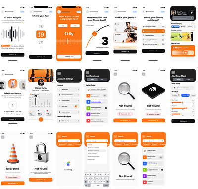 Fitness App (60+ Screen) ai app ai suggestion app appdesign calorie app design figmadesign fitness fitness app mobile app mobile app design ui workout app workout plan