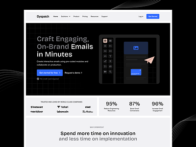 Dyspatch (YC) Website Redesign b2b saas conversion rate optimization cro dyspatch email email marketing homepage landing landingpage saas web web design webflow website website redesign website revamp ycombinator