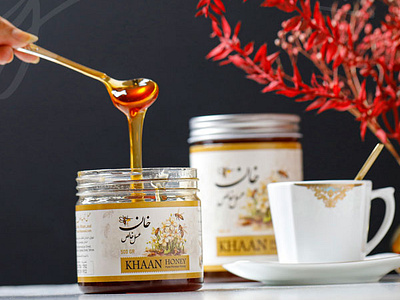 Custom Label Design for Honey Khan branding graphic design identit labell logo design branding package design packaging zarifgraphic