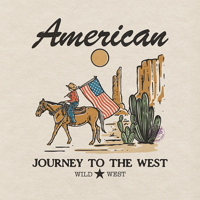 Journey To The West american apparel artwork branding cowboy flyer design graphic design handdrawn illustration logo logodesign motion graphics retro retro design rodeo sticker tshirt design vintage vintage design western