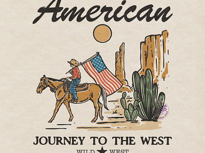 Journey To The West american apparel artwork branding cowboy flyer design graphic design handdrawn illustration logo logodesign motion graphics retro retro design rodeo sticker tshirt design vintage vintage design western