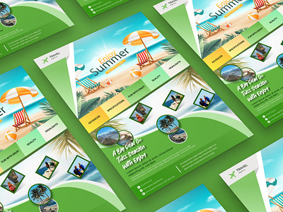 Travel agency vacation flyer design branding clean colorfull creative design flat graphic design illustration ui