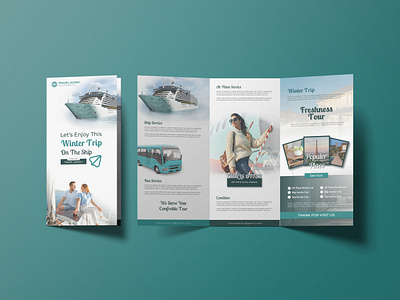 Travel agency trifold brochure design branding clean creative design flat graphic design illustration