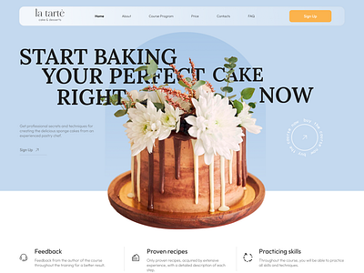 LA TARTE | CAKE & DESSERTS | ONLINE COURSE WEBSITE bakery cake course design desserts figma food landing page modern online online course pastry photoshop shot ui ux uxui web web design website