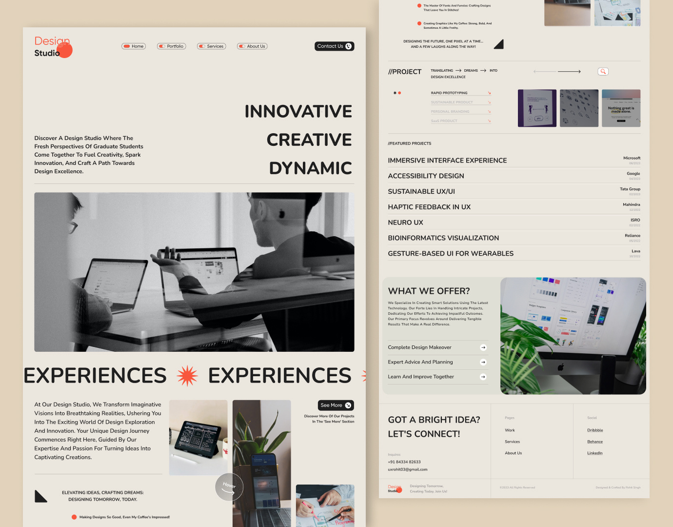 Design Studio - Landing Page agency agency website animation branding clean layout creative studio design portfolio design studio interactive landing page micro interactions minimalist modern portfolio service ui uiux web design website website design