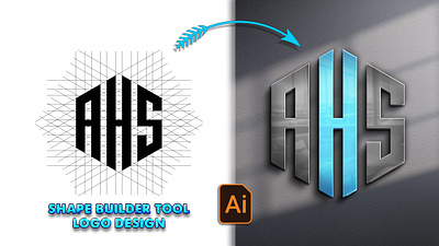 Logo Design | Mastering Adobe Illustrator's Shape Builder ahs logo alphabet logo design illustrator font logo letter logo design logo design process logo design tutorial polygon logo design simple text logo text logo