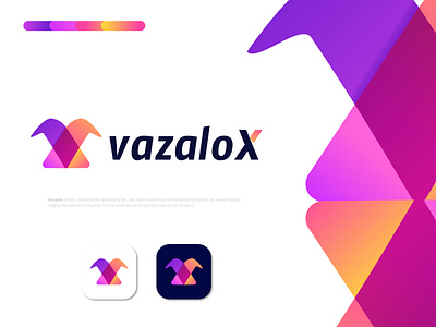 Moden clorful v+X letter logo design blockchain brandbook branding coding color design graphic design illustration logo