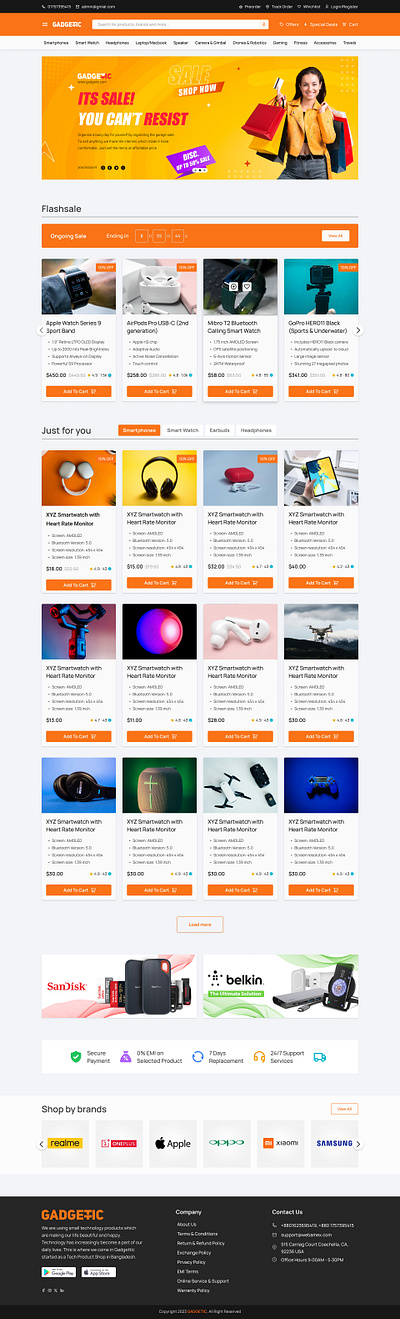 Gadget Shop E-commerce Website-UI/UX Design adobe xd app dashboard dribbble ecommerce figma landing page prototype saas sketch ui ui design uiux uiux design user research ux ux design web web ui design wireframe
