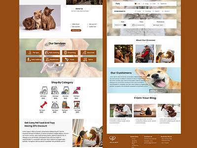 Pet Care Landing page UI/UX Design animal care figma pet accessories pet health pet love pet services pet training petcare uiux website website redesign