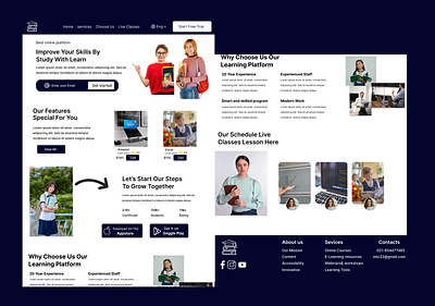 Educational Landing page UI/UX Design education resource educational website learning managment online learning skill development study guide tutoring services uiux website website re design