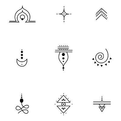 A set of small esoteric mystical symbols for tattoos app branding design graphic design illustration logo typography ui ux vector